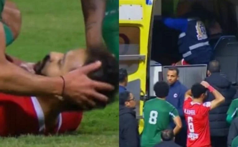 بالفيديو:لحظة سقوط لاعب بالدوري المصري بسبب توقف القلب