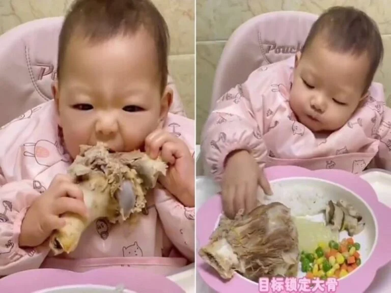 طفل صغير يلتهم وجبة لحم ضخمة في فيديو يثير تفاعل رواد مواقع التواصل