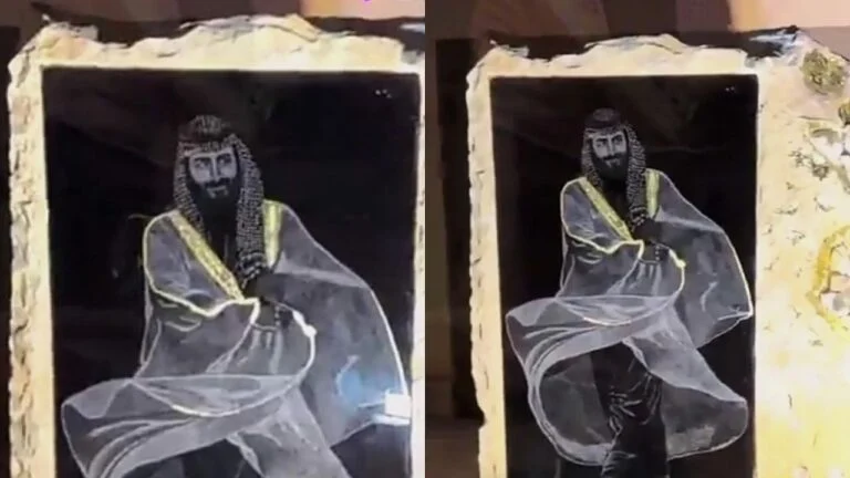 “فيديو”فنانة تشكيلية تُبدع في رسم صورة لـ ولي العهد على الزجاج